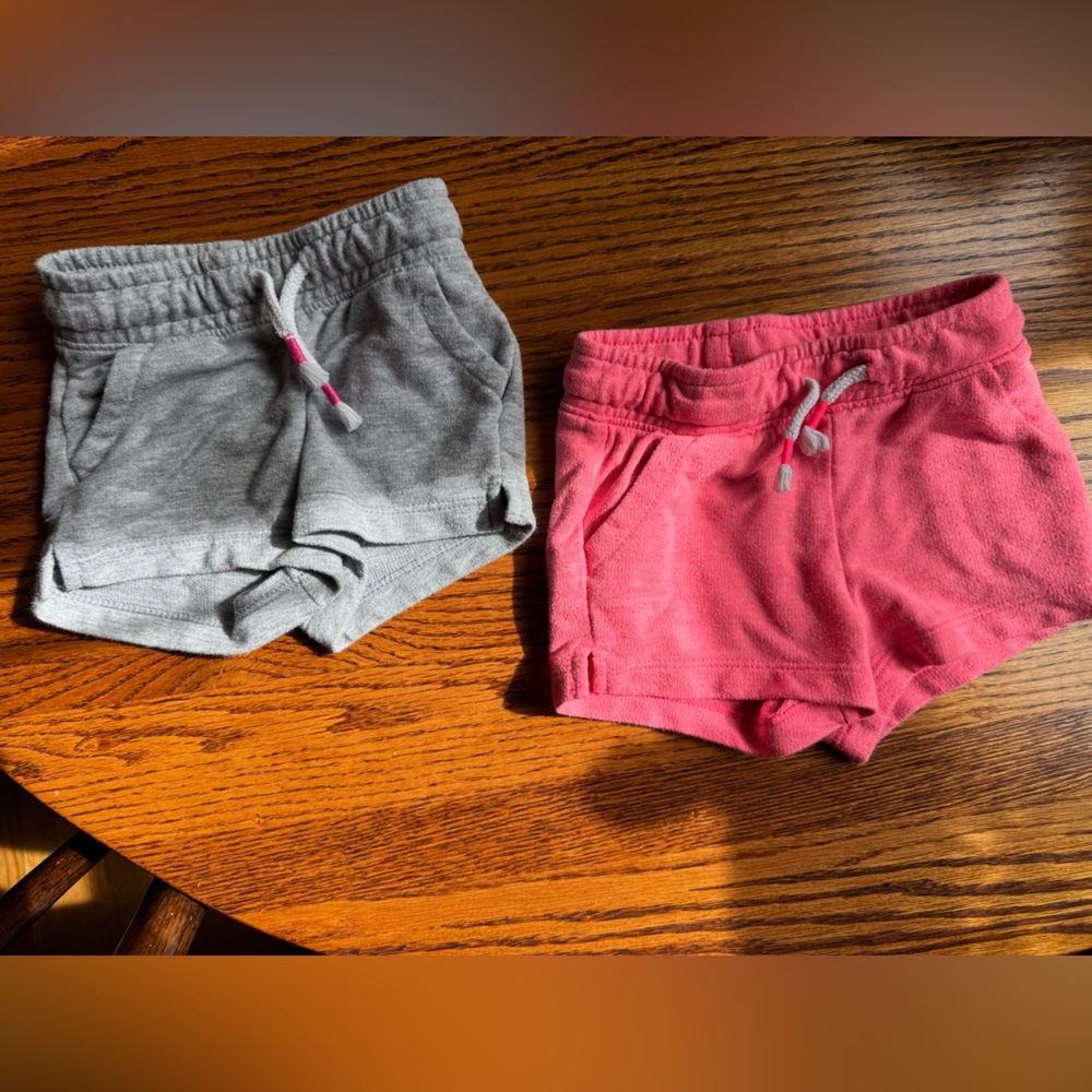 Cat & Jack TWO pairs of SHORTS / Hot Pink & Gray / 18 months